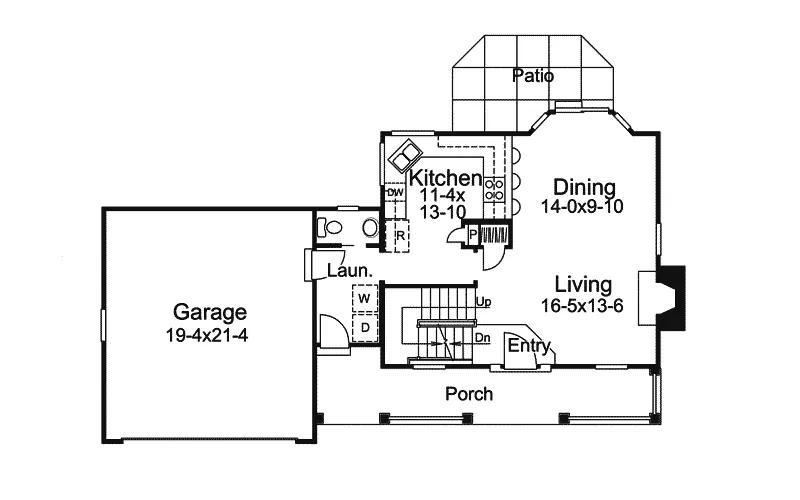 Country House Plan First Floor - Oakbrook Affordable Home 007D-0123 - Shop House Plans and More