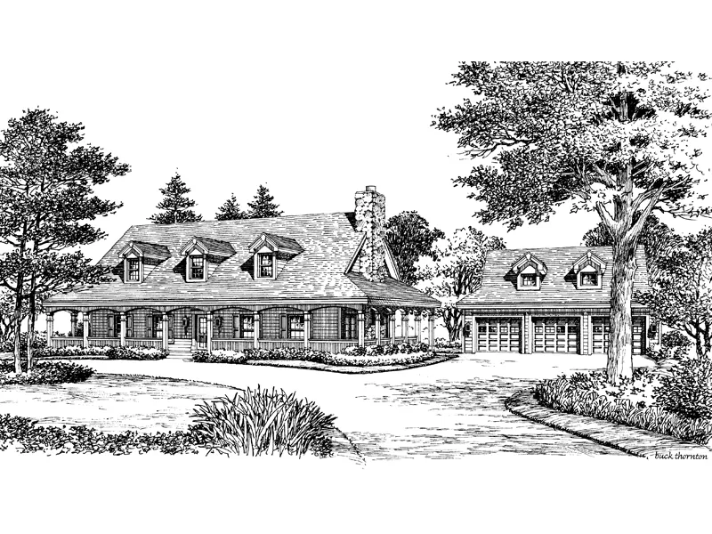 Cape Cod & New England House Plan Front Image of House - Shadyview Country Ranch Home 007D-0124 - Shop House Plans and More