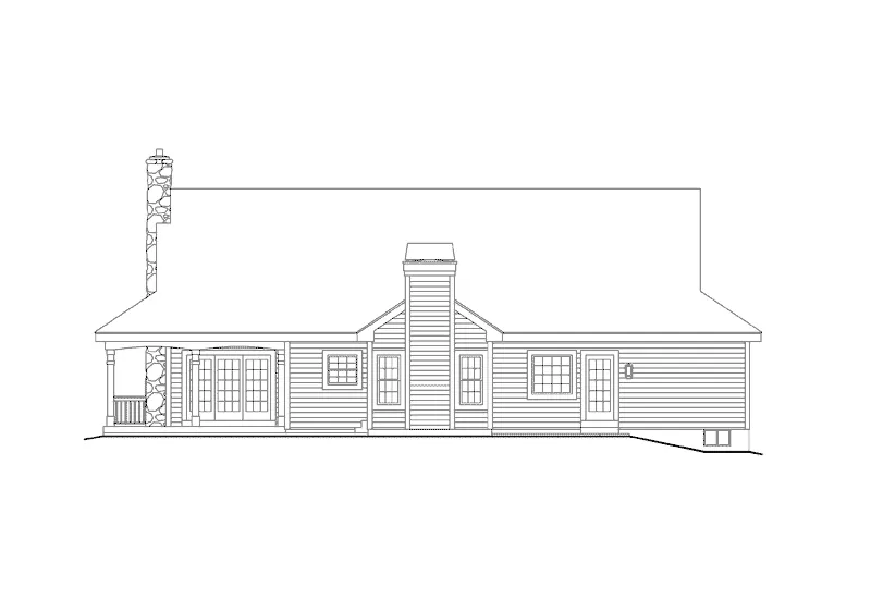 Farmhouse Plan Rear Elevation - Shadyview Country Ranch Home 007D-0124 - Shop House Plans and More