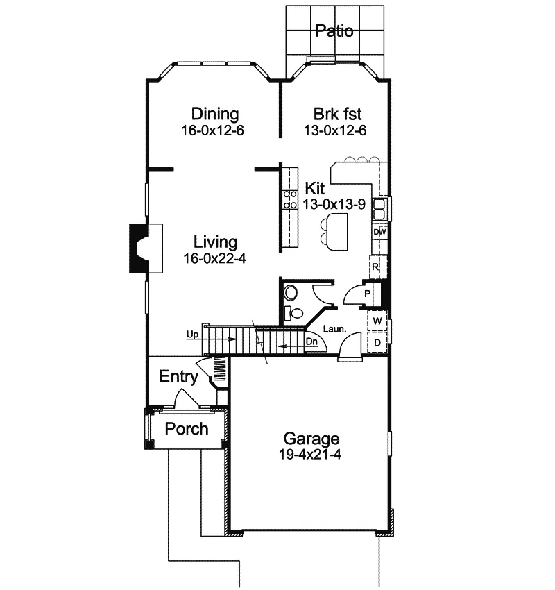 Country House Plan First Floor - Northhampton Narrow Lot Home 007D-0127 - Shop House Plans and More