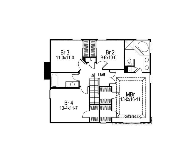 Country House Plan Second Floor - St. Charles Narrow Lot Home 007D-0130 - Shop House Plans and More