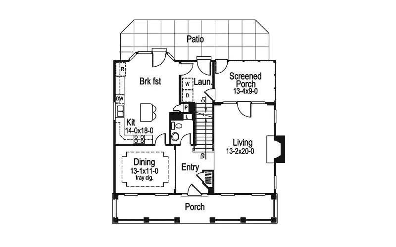 Colonial House Plan First Floor - Hickory Ridge Country Home 007D-0131 - Search House Plans and More