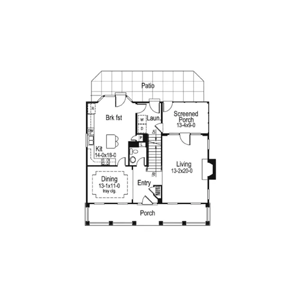 Colonial House Plan First Floor - Hickory Ridge Country Home 007D-0131 - Search House Plans and More