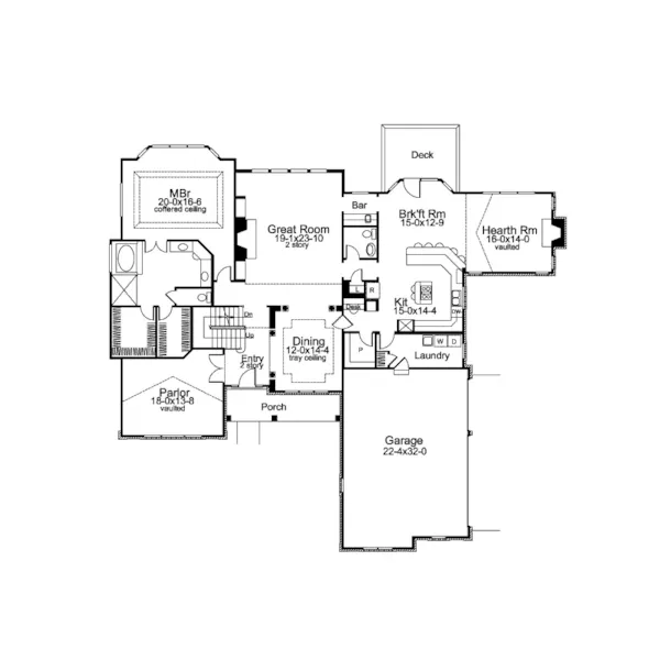 Greek Revival House Plan First Floor - Monaco Bay Traditional Home 007D-0132 - Shop House Plans and More