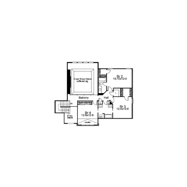 Greek Revival House Plan Second Floor - Monaco Bay Traditional Home 007D-0132 - Shop House Plans and More