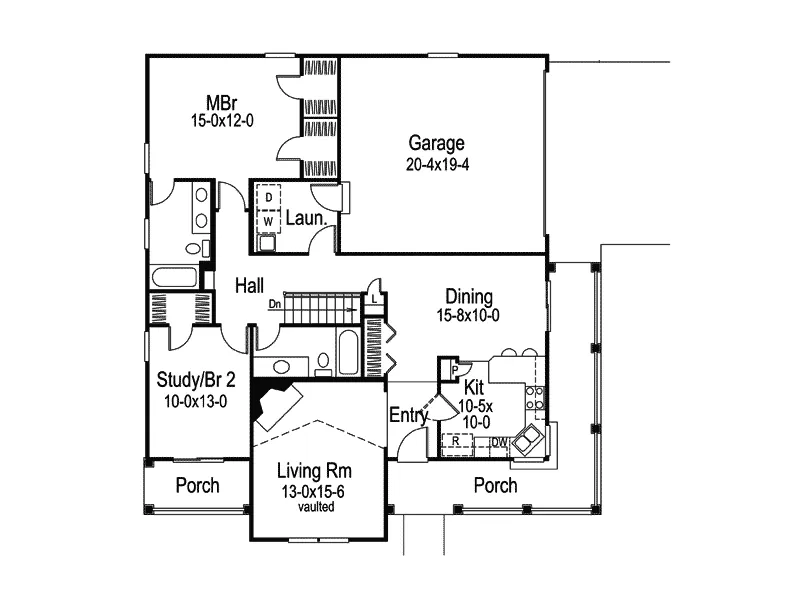 Country House Plan First Floor - Springhill Country Home 007D-0133 - Shop House Plans and More