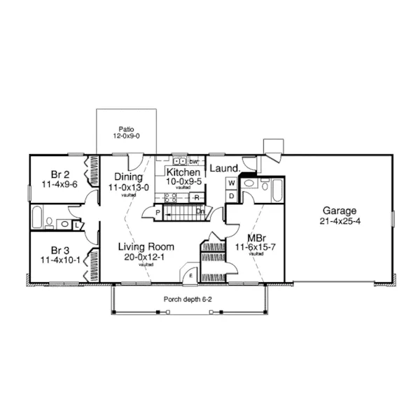 Cape Cod & New England House Plan First Floor - Foxmyer Country Ranch Home 007D-0134 - Search House Plans and More