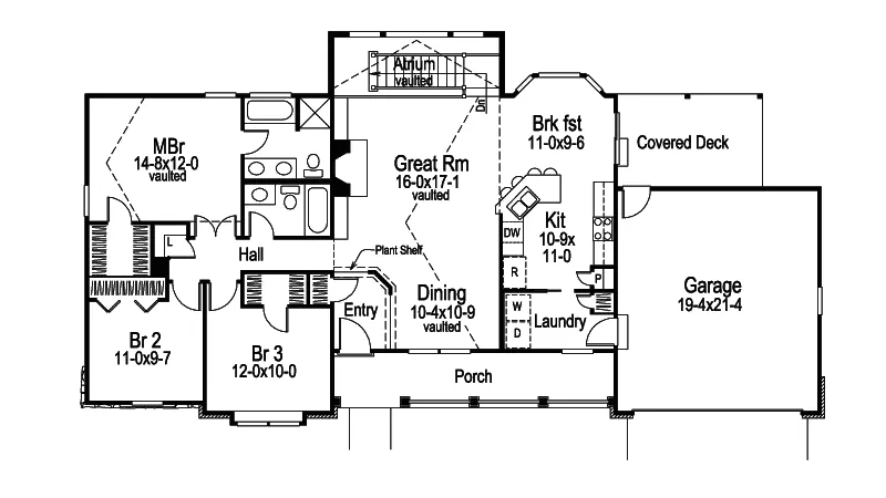 Country House Plan First Floor - Foxridge Country Ranch House Plans | Country Ranch Home Plans