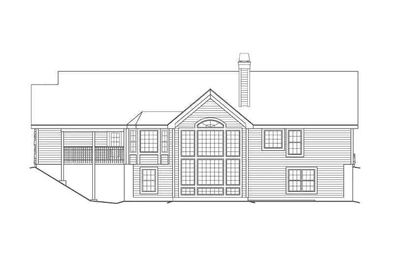 Cape Cod & New England House Plan Rear Elevation - Foxridge Country Ranch House Plans | Country Ranch Home Plans