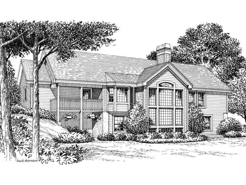 Cape Cod & New England House Plan Rear Image of House - Foxridge Country Ranch House Plans | Country Ranch Home Plans