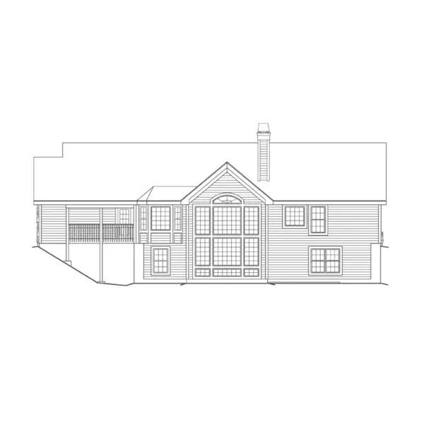 Traditional House Plan Rear Elevation - Foxridge Country Ranch House Plans | Country Ranch Home Plans