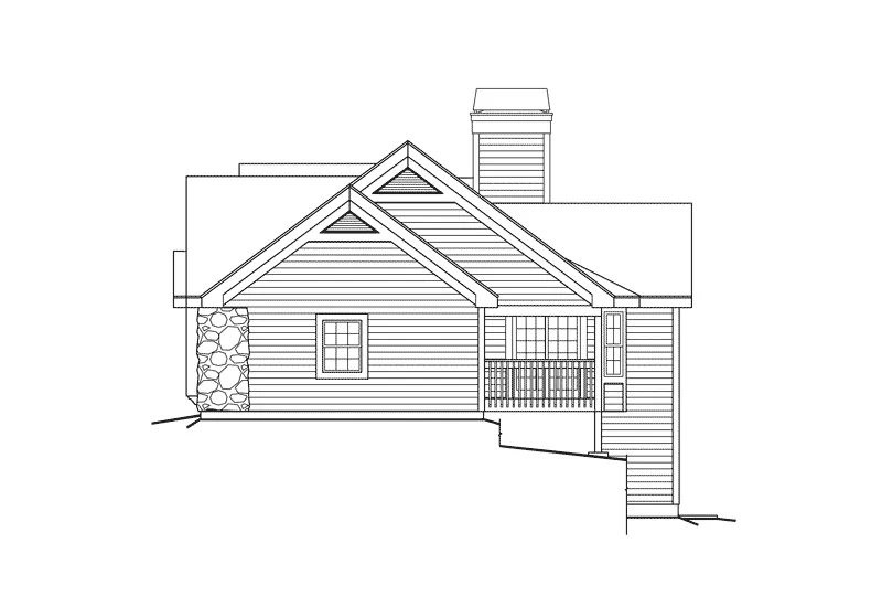 Country House Plan Right Elevation - Foxridge Country Ranch House Plans | Country Ranch Home Plans
