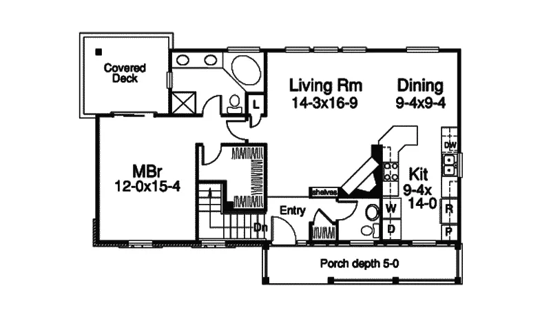 Cabin & Cottage House Plan First Floor - Argyle Ranch Home 007D-0139 - Search House Plans and More