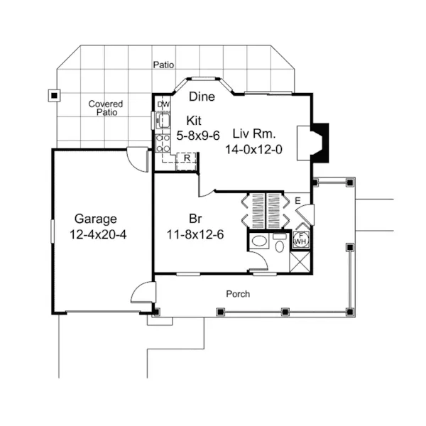 Cabin & Cottage House Plan First Floor - Riverview Vacation Home 007D-0142 - Shop House Plans and More