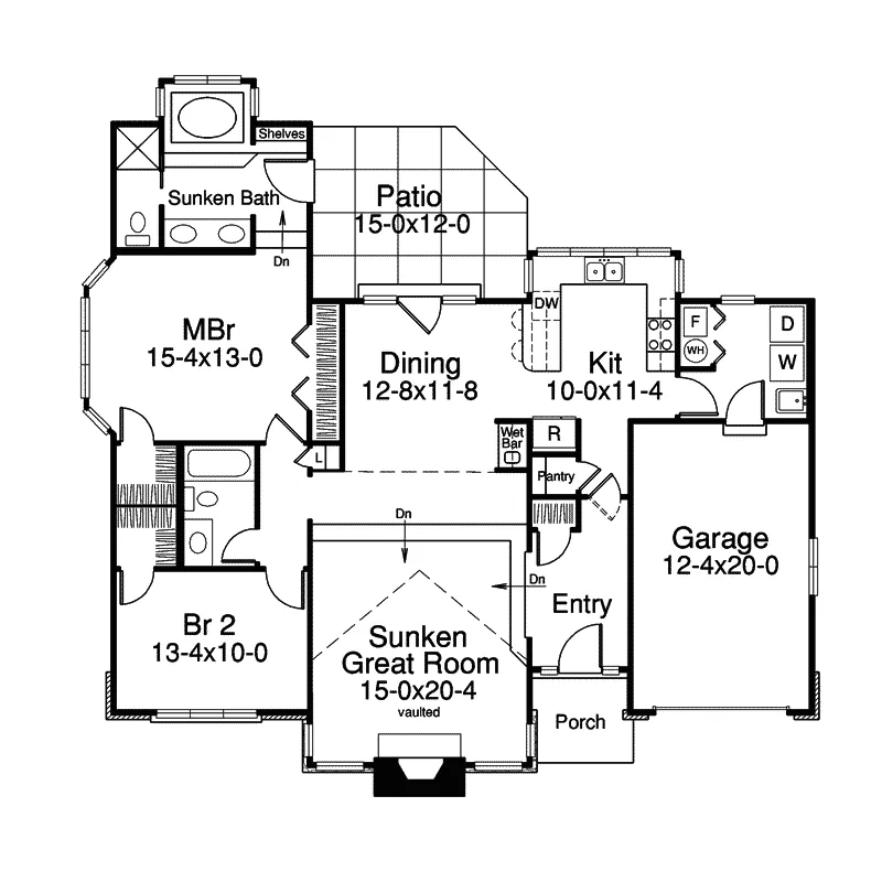 Country House Plan First Floor - Lakehaven Ranch Home 007D-0143 - Shop House Plans and More
