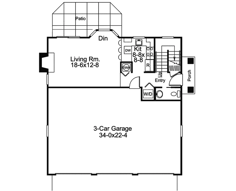 Vacation House Plan First Floor - Park House Small Home 007D-0145 - Shop House Plans and More