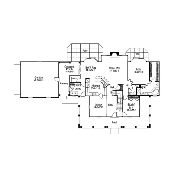 Country House Plan First Floor - Westfield Manor Country Home 007D-0147 - Shop House Plans and More