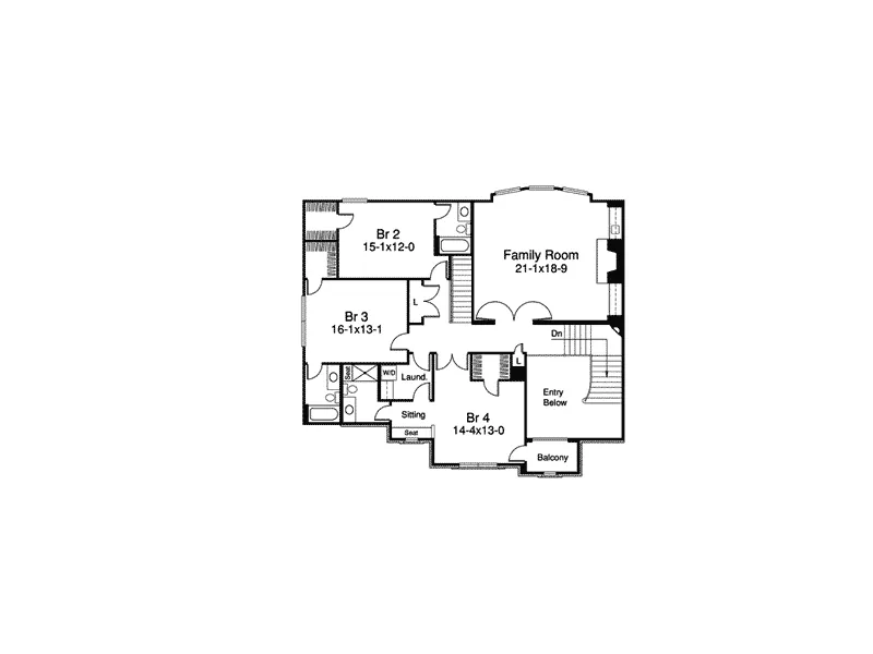 Traditional House Plan Second Floor - Mathes Place European Home 007D-0149 - Shop House Plans and More