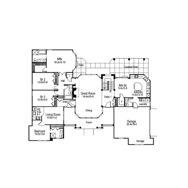 Country House Plan First Floor - Woodfield Park Traditional Home 007D-0150 - Shop House Plans and More