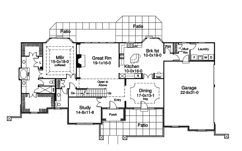Traditional House Plan First Floor - Frontenac Place Two-Story Home 007D-0152 - Search House Plans and More