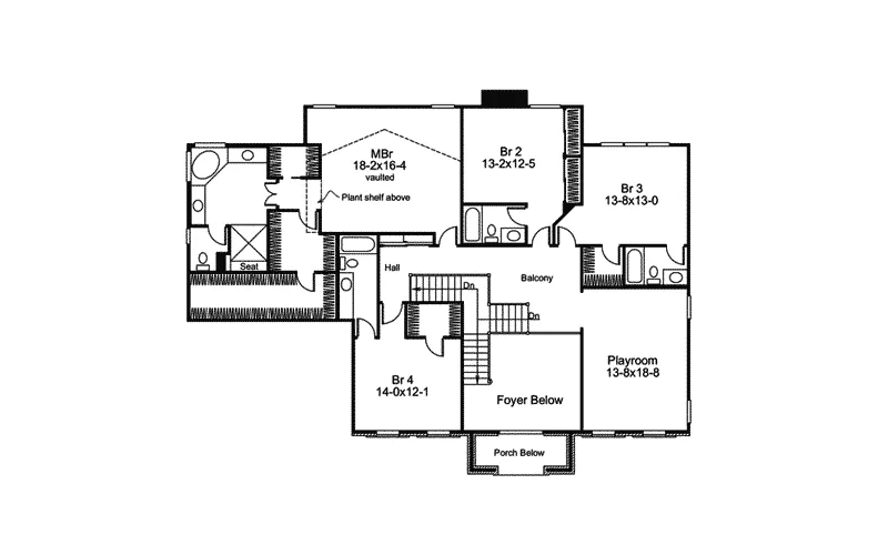 Traditional House Plan Second Floor - Linden Heights Traditional Home 007D-0160 - Shop House Plans and More
