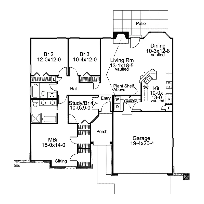 Ranch House Plan First Floor - La Demeure Country French Home 007D-0162 - Shop House Plans and More