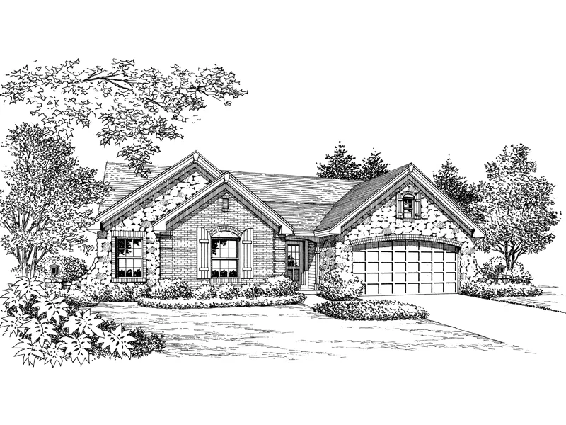 Ranch House Plan Front Image of House - La Demeure Country French Home 007D-0162 - Shop House Plans and More