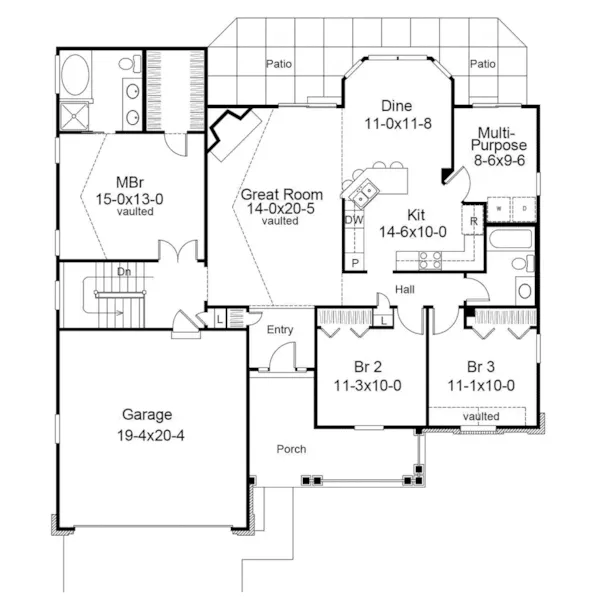 Traditional House Plan Optional Basement - Ashmont Park Ranch Home 007D-0163 - Search House Plans and More