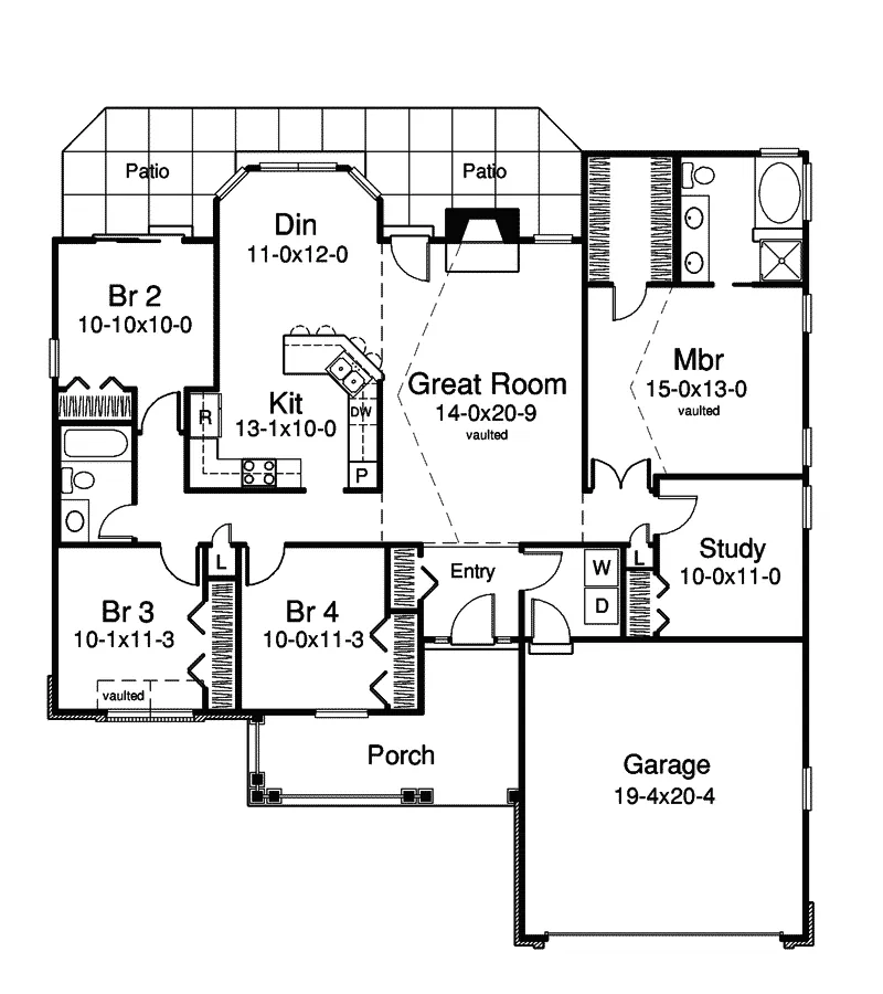 Craftsman House Plan First Floor - Ashmont Place Craftsman Home 007D-0164 - Search House Plans and More