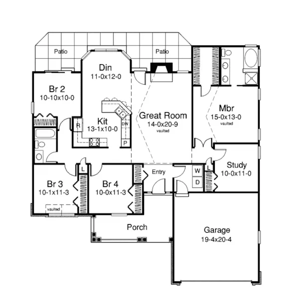 Arts & Crafts House Plan First Floor - Ashmont Place Craftsman Home 007D-0164 - Search House Plans and More