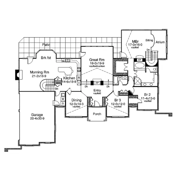 Luxury House Plan First Floor - Avondale Cliff Atrium Home 007D-0165 - Search House Plans and More