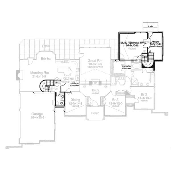 Luxury House Plan Lower Level Floor - Avondale Cliff Atrium Home 007D-0165 - Search House Plans and More