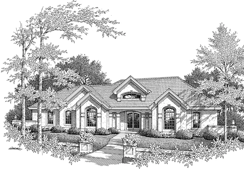 Sunbelt House Plan Front Image of House - Pomona Park Southwestern Home 007D-0166 - Shop House Plans and More