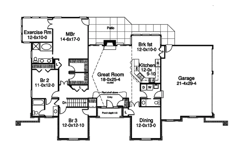 Traditional House Plan First Floor - Pacific Heights Ranch Home 007D-0167 - Shop House Plans and More