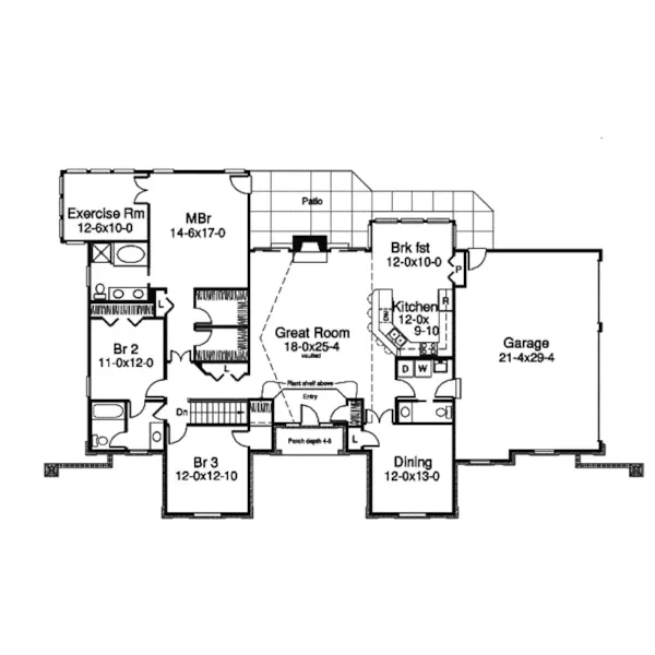 Neoclassical House Plan First Floor - Pacific Heights Ranch Home 007D-0167 - Shop House Plans and More