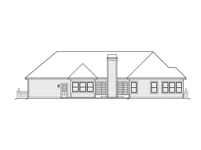 Traditional House Plan Rear Elevation - Pacific Heights Ranch Home 007D-0167 - Shop House Plans and More