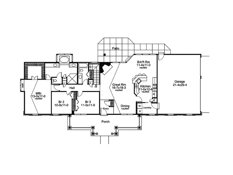 Country House Plan First Floor - Shiloh Manor Traditional Home 007D-0168 - Shop House Plans and More