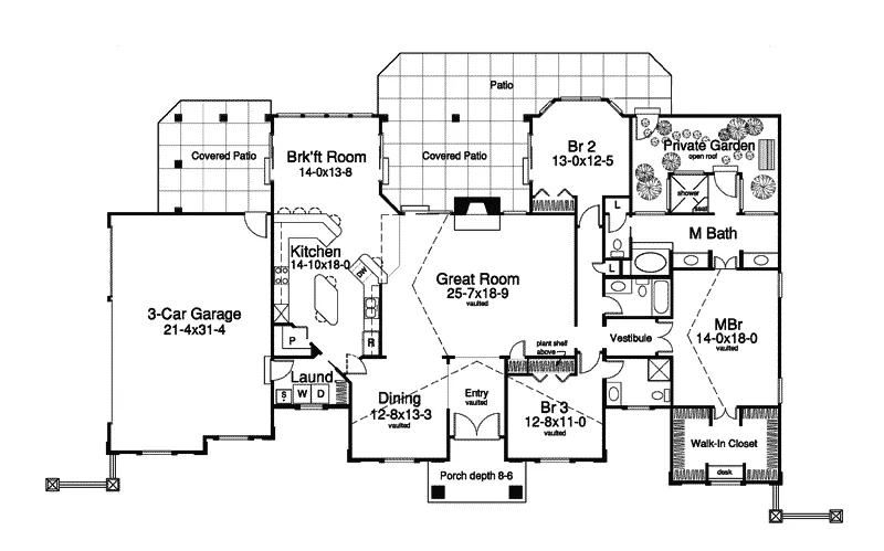 Traditional House Plan First Floor - Malabar Bay Sunbelt Style Home 007D-0171 - Shop House Plans and More