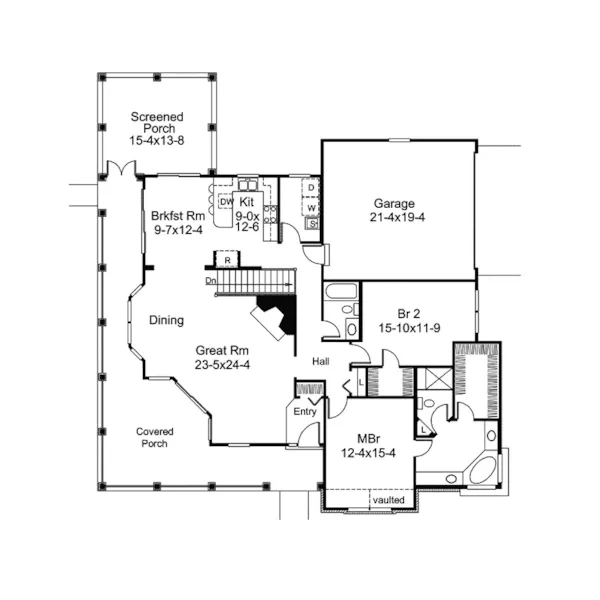 Cabin & Cottage House Plan First Floor - Corder Hollow Country Home 007D-0172 - Search House Plans and More