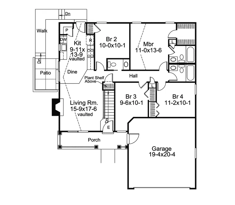 Traditional House Plan First Floor - Hillsborough Place Ranch Home 007D-0178 - Search House Plans and More