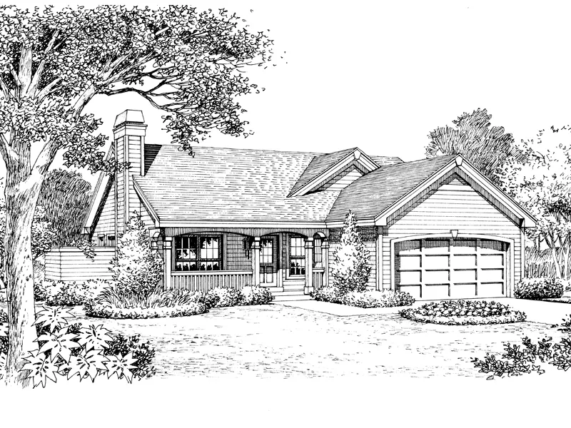 Traditional House Plan Front Image of House - Hillsborough Place Ranch Home 007D-0178 - Search House Plans and More
