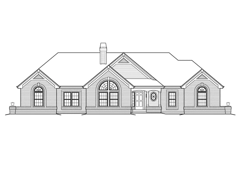 Traditional House Plan Front Elevation - Compton Park Atrium Ranch Home 007D-0185 - Search House Plans and More