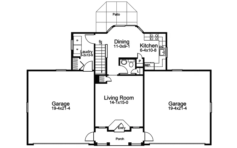 Saltbox Home Plan First Floor 007D-0194