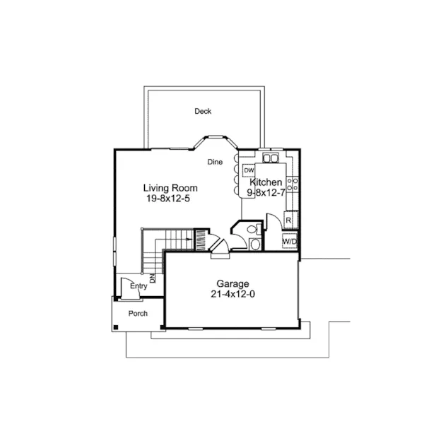 Contemporary House Plan First Floor - Lyn Lake Waterfront Home 007D-0198 - Shop House Plans and More