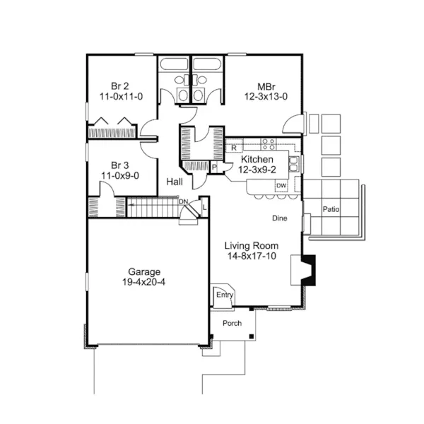 Ranch House Plan First Floor - Jenny Manor Country Ranch Home 007D-0201 - Search House Plans and More