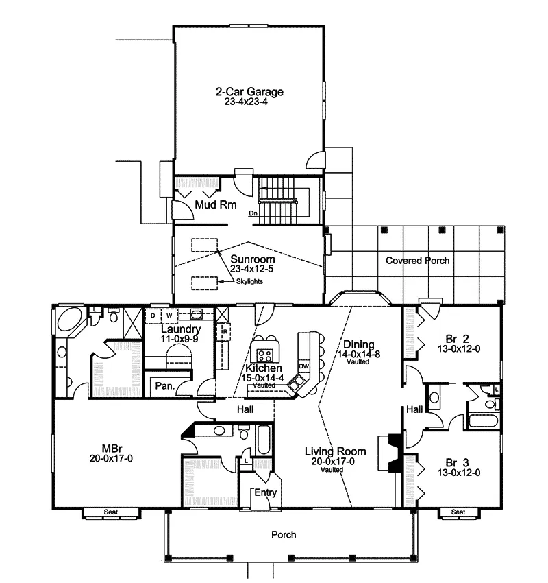 Country House Plan First Floor - Rochelle Bay Country Home 007D-0204 - Shop House Plans and More