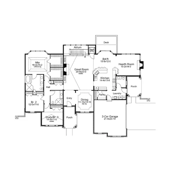 Ranch House Plan First Floor - Cheshire Hills Efficient Home 007D-0207 - Search House Plans and More