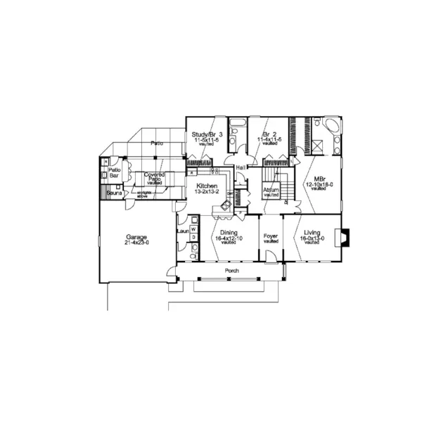 Contemporary House Plan First Floor - Forest Ridge Country Ranch Home 007D-0210 - Search House Plans and More