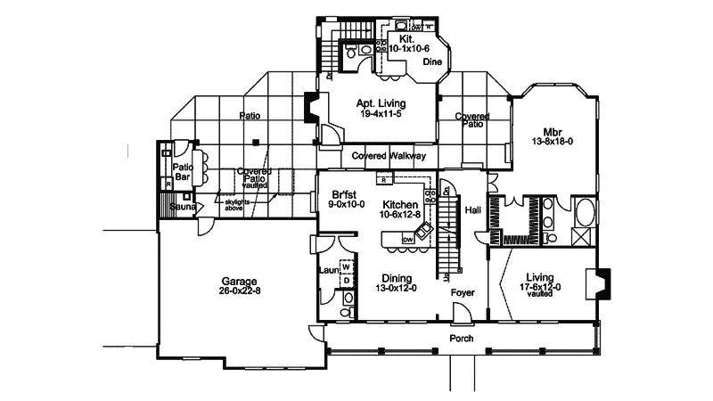 Contemporary House Plan First Floor - Forest Falls Country Home 007D-0211 - Search House Plans and More
