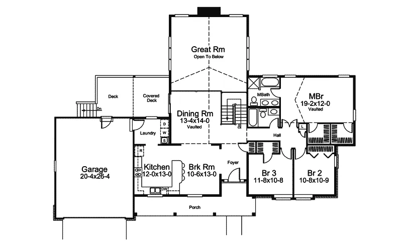 Ranch House Plan First Floor - Nottingham Hill Tudor Home 007D-0215 - Shop House Plans and More